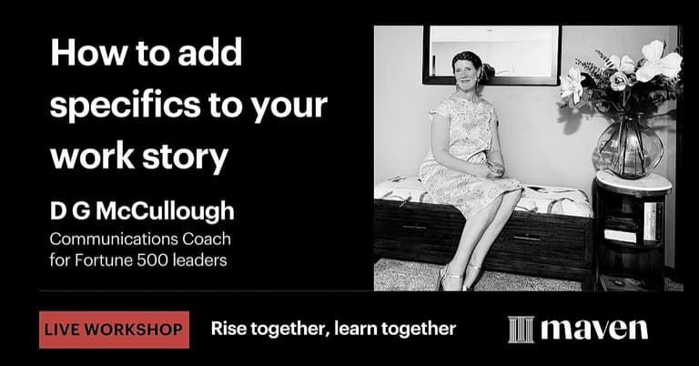 Specifics are in vogue. Let's add some to your work story cover image