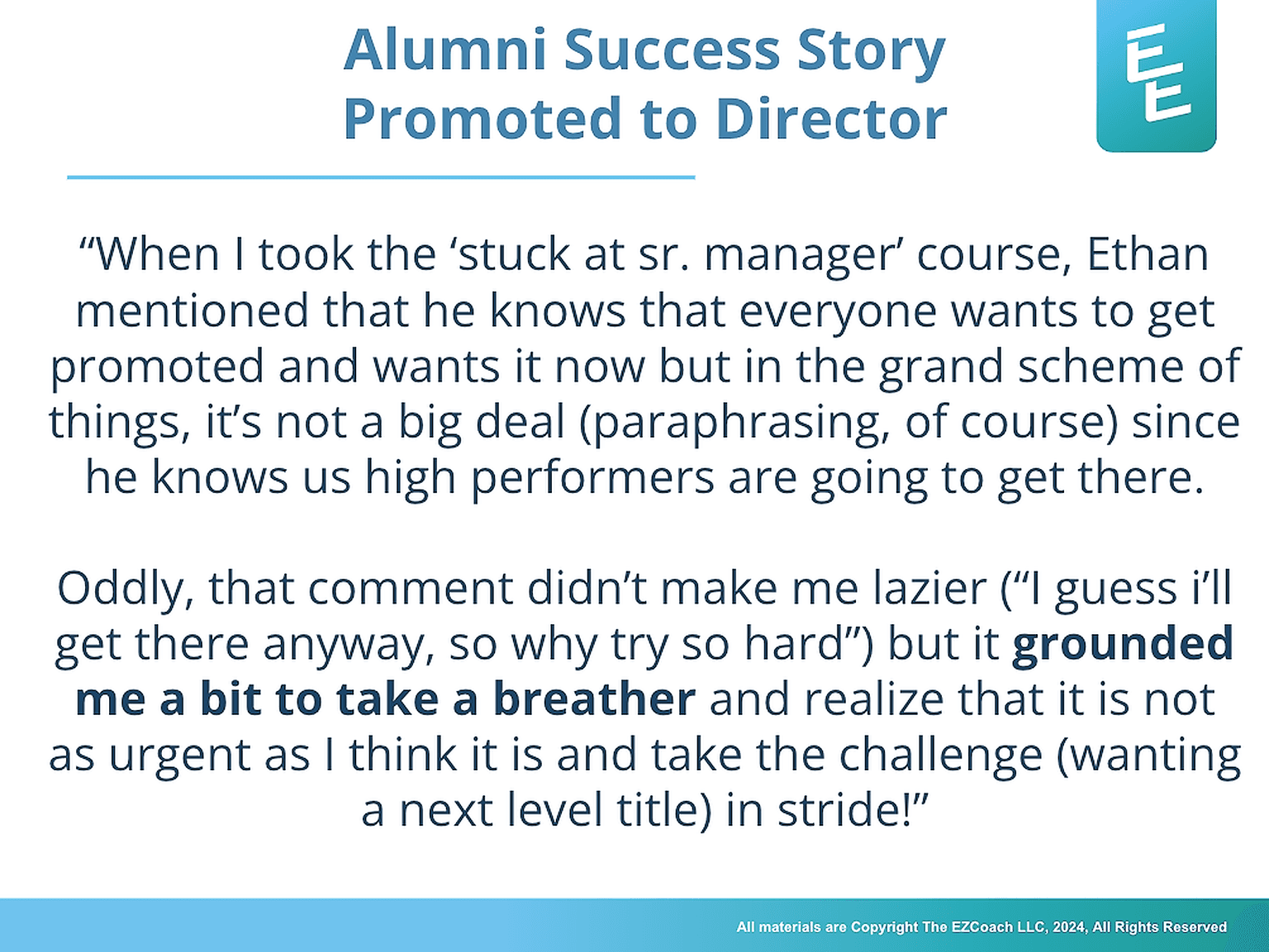 Alumni Success Story - Promoted to Director