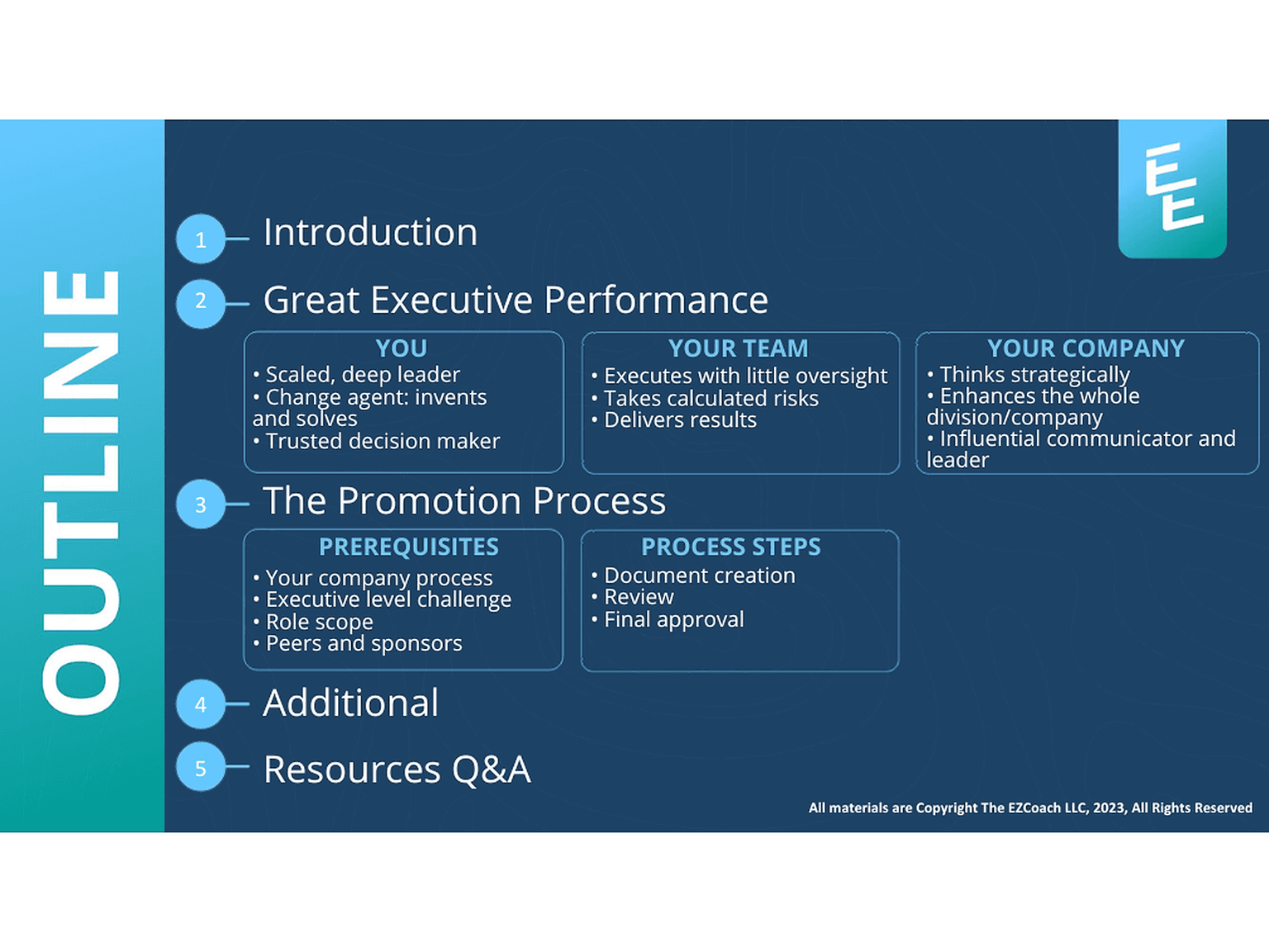 We will go deep on HOW to get promoted to executive and HOW to manage your promotion process