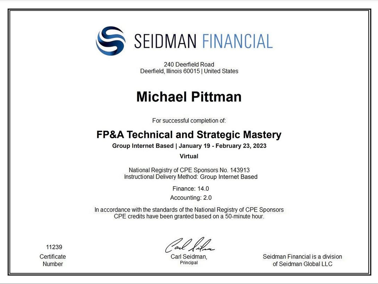 Seidman Financial is registered with the National Association of State Boards of Accountancy (NASBA)