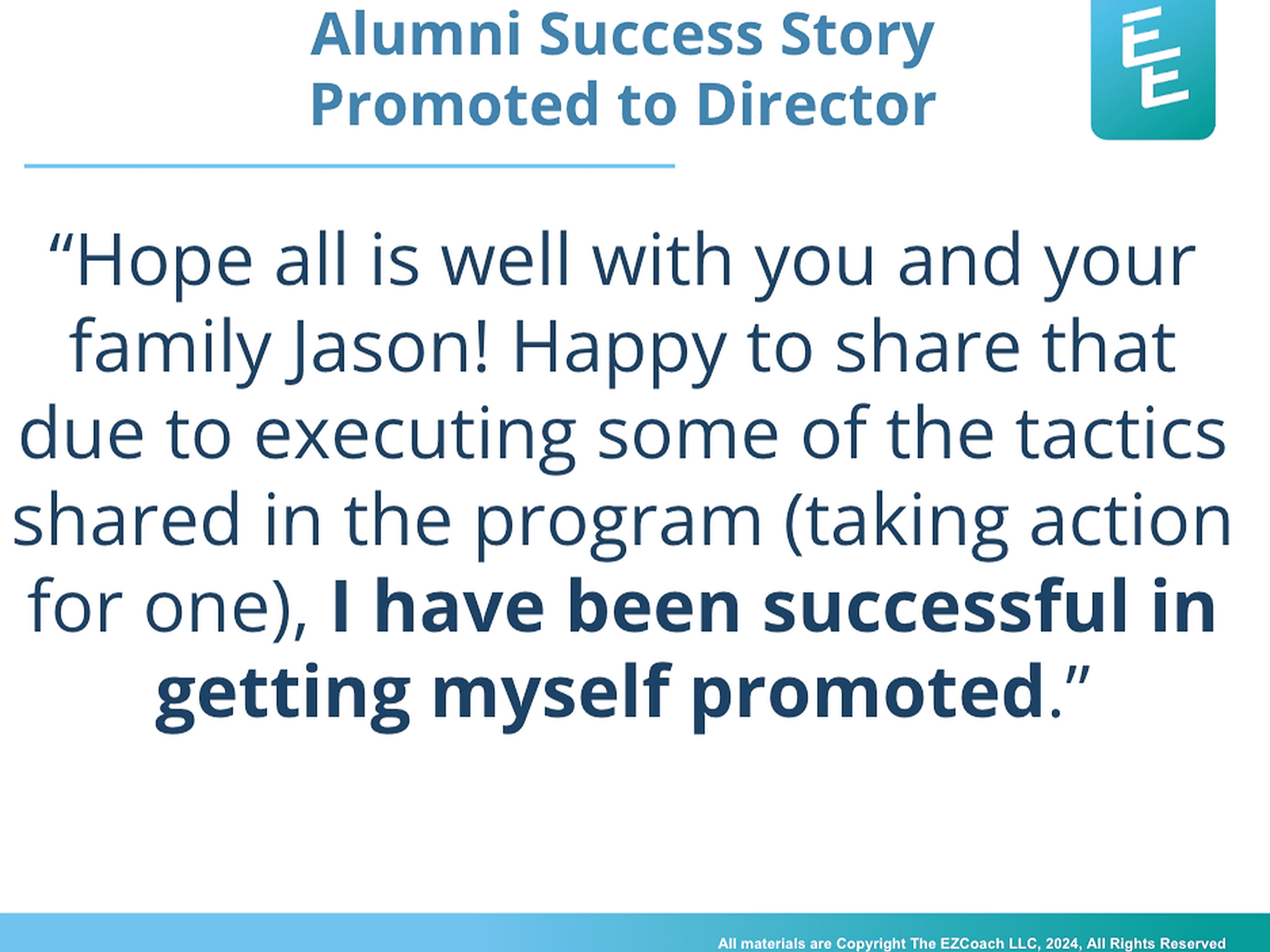 Alumni Success Story - Promoted to Director