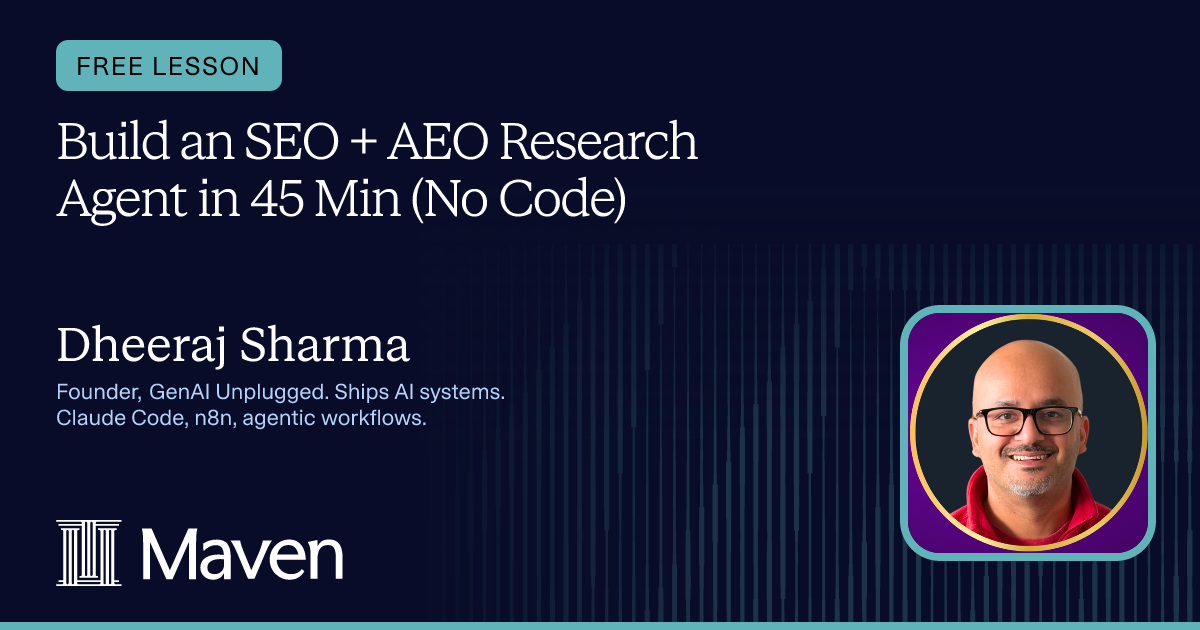 Build an SEO + AEO Research Agent in 45 Min (No Code) cover image